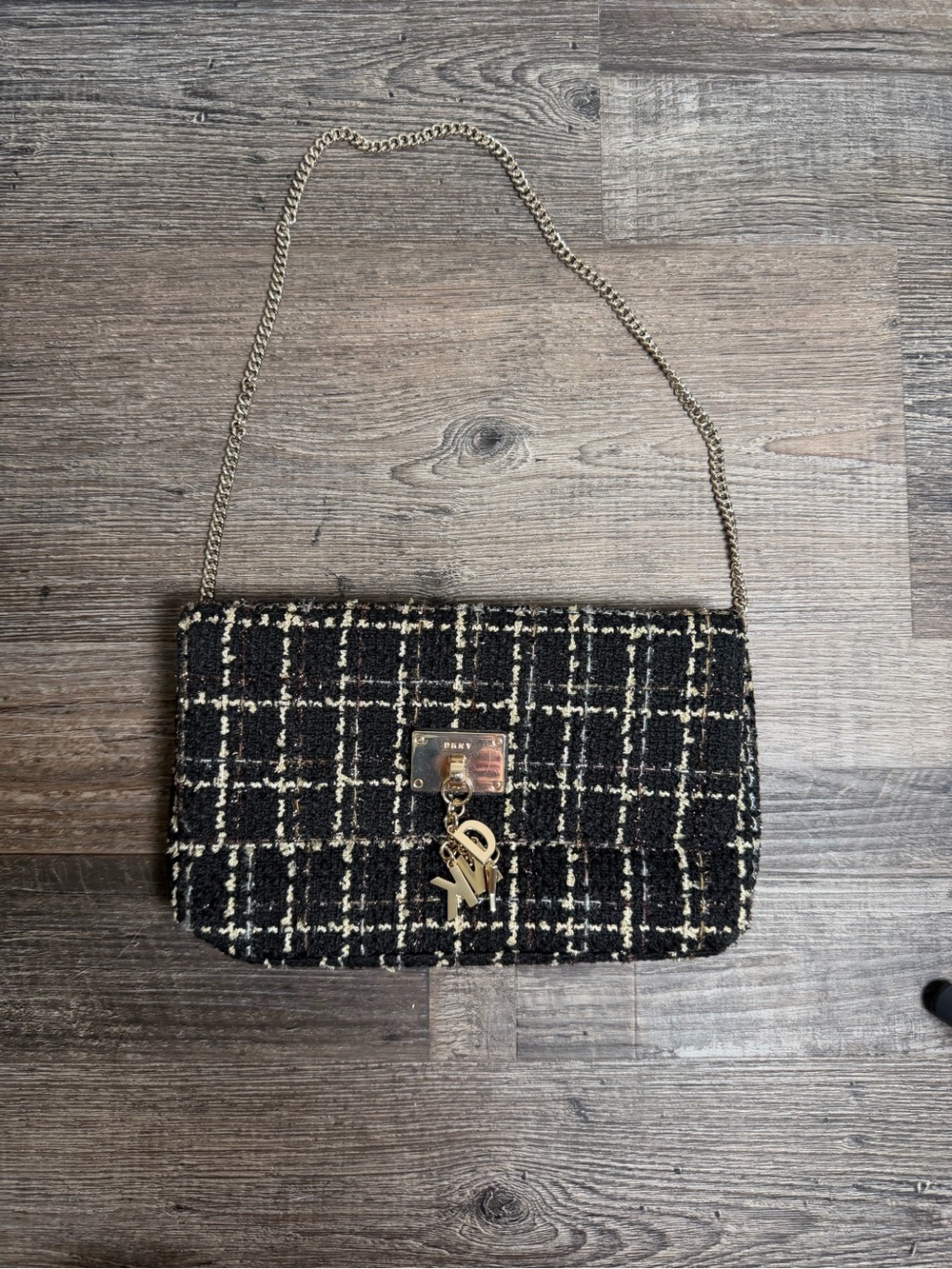 DKNY Cleo Tweed Chain Handbag Purse